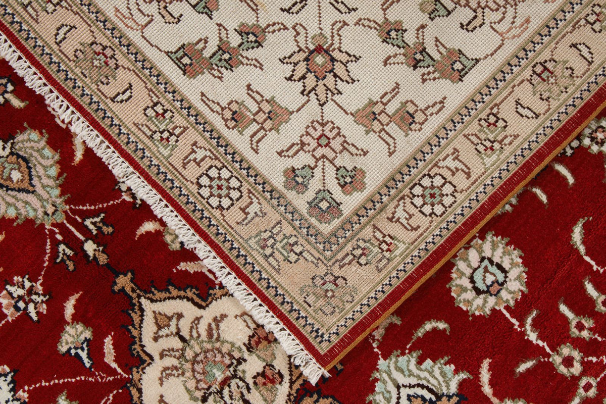 6x9 Red and Ivory Turkish Silk Rug