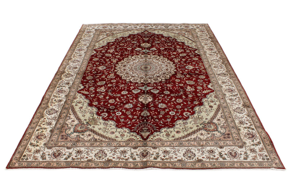 6x9 Red and Ivory Turkish Silk Rug
