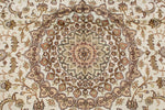 6x9 Ivory and Ivory Turkish Silk Rug