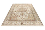 6x9 Ivory and Ivory Turkish Silk Rug