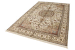 6x9 Ivory and Ivory Turkish Silk Rug