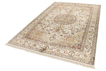 6x9 Ivory and Ivory Turkish Silk Rug