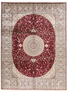 9x12 Red and Ivory Turkish Silk Rug