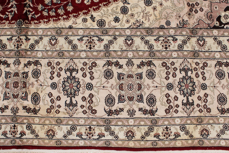 9x12 Red and Ivory Turkish Silk Rug