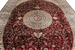 9x12 Red and Ivory Turkish Silk Rug