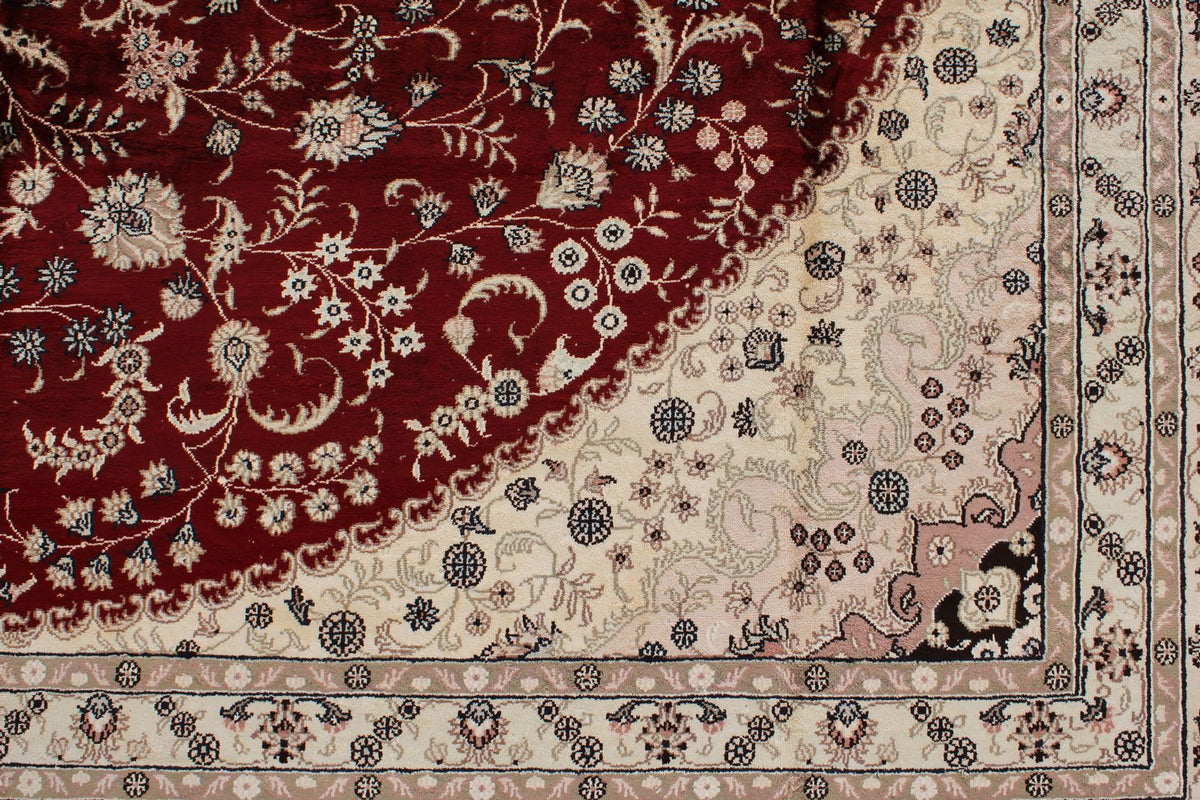 9x12 Red and Ivory Turkish Silk Rug