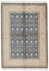 6x8 Blue and Ivory Turkish Silk Rug