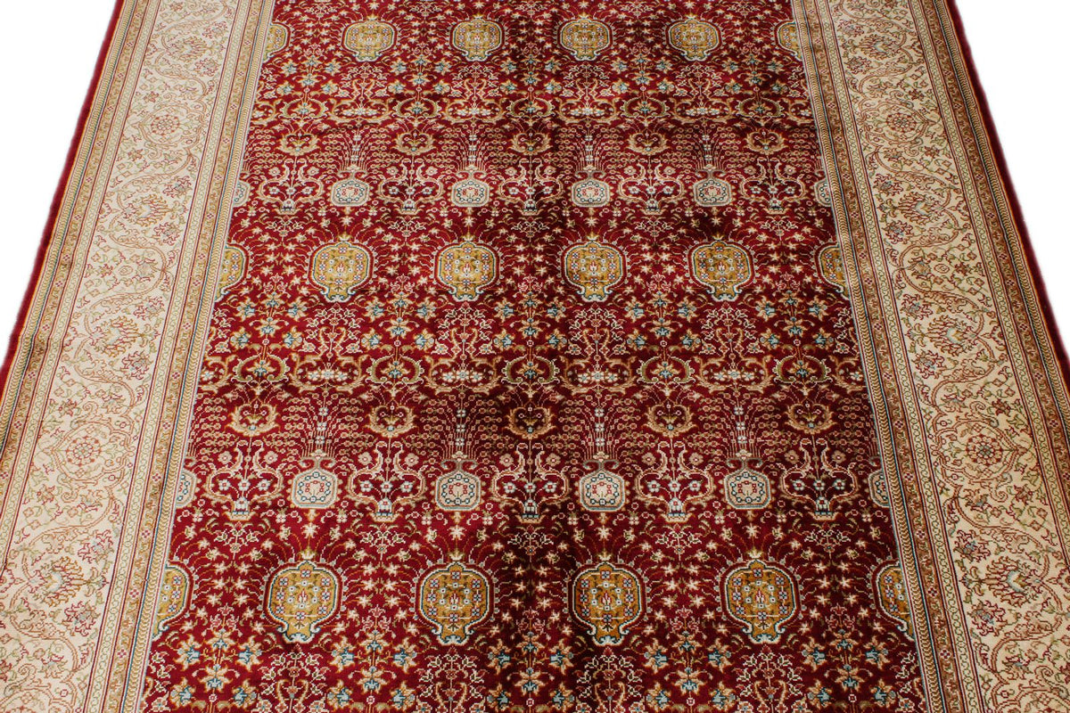 5x7 Red and Ivory Turkish Silk Rug