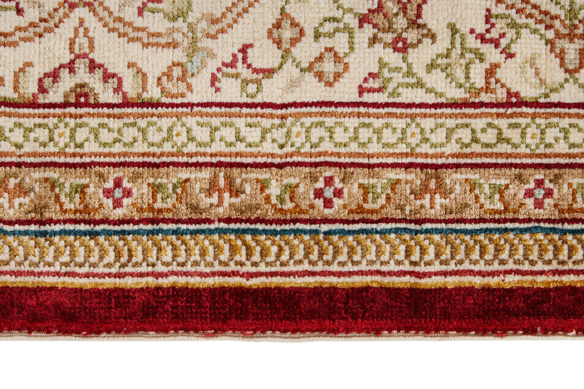 5x7 Red and Ivory Turkish Silk Rug