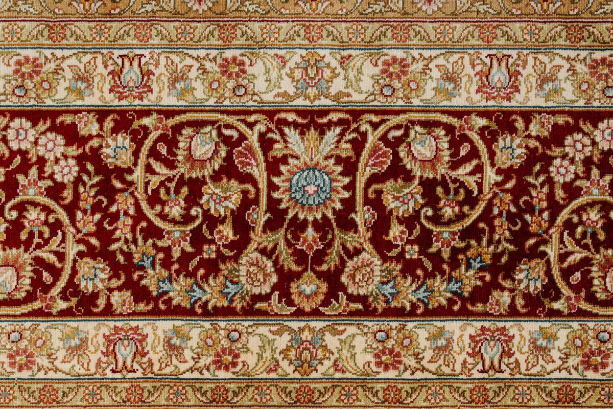 6x8 Blue and Red Turkish Silk Rug