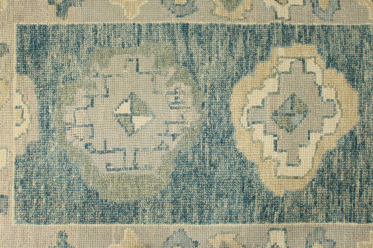 3x15 Blue and Ivory Turkish Oushak Runner