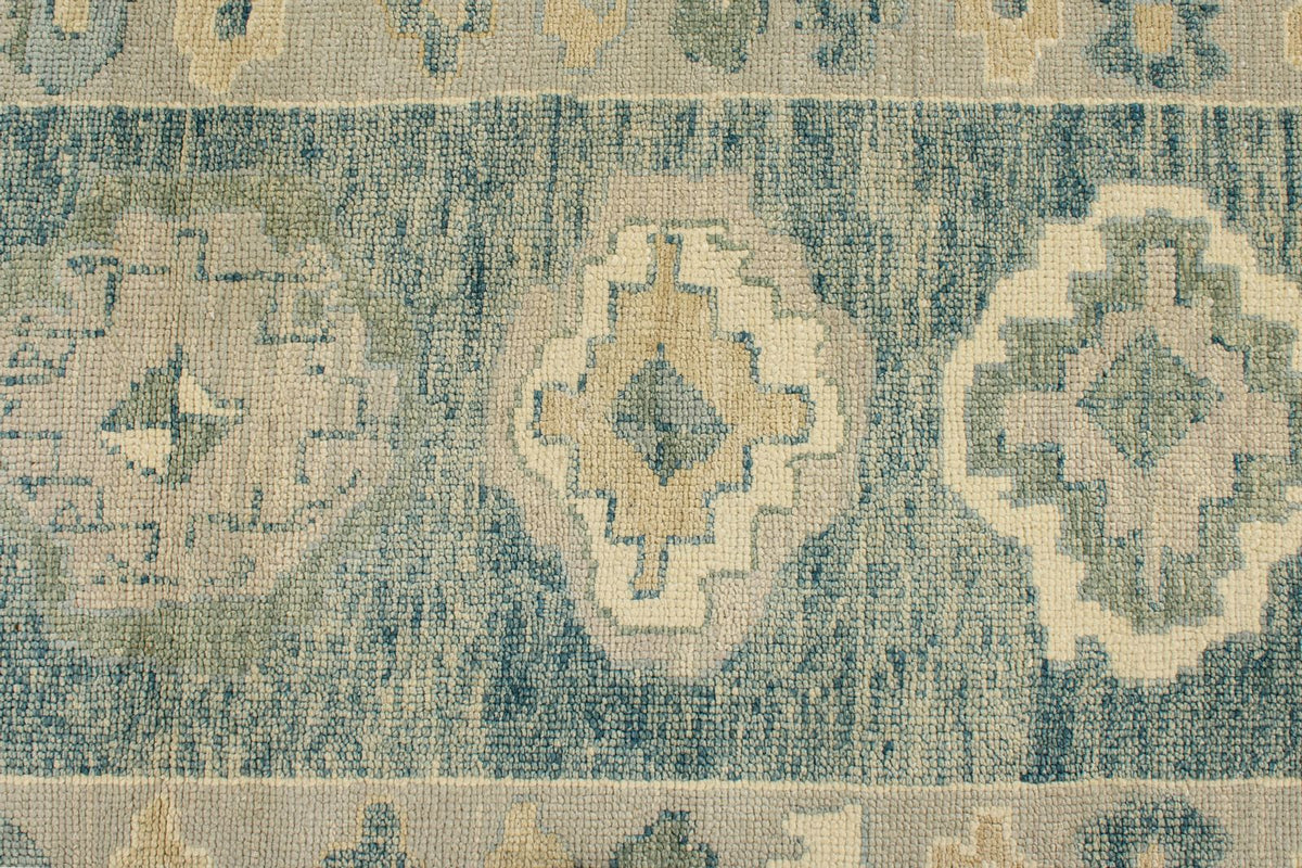 3x15 Blue and Ivory Turkish Oushak Runner