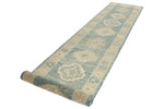 3x15 Blue and Ivory Turkish Oushak Runner