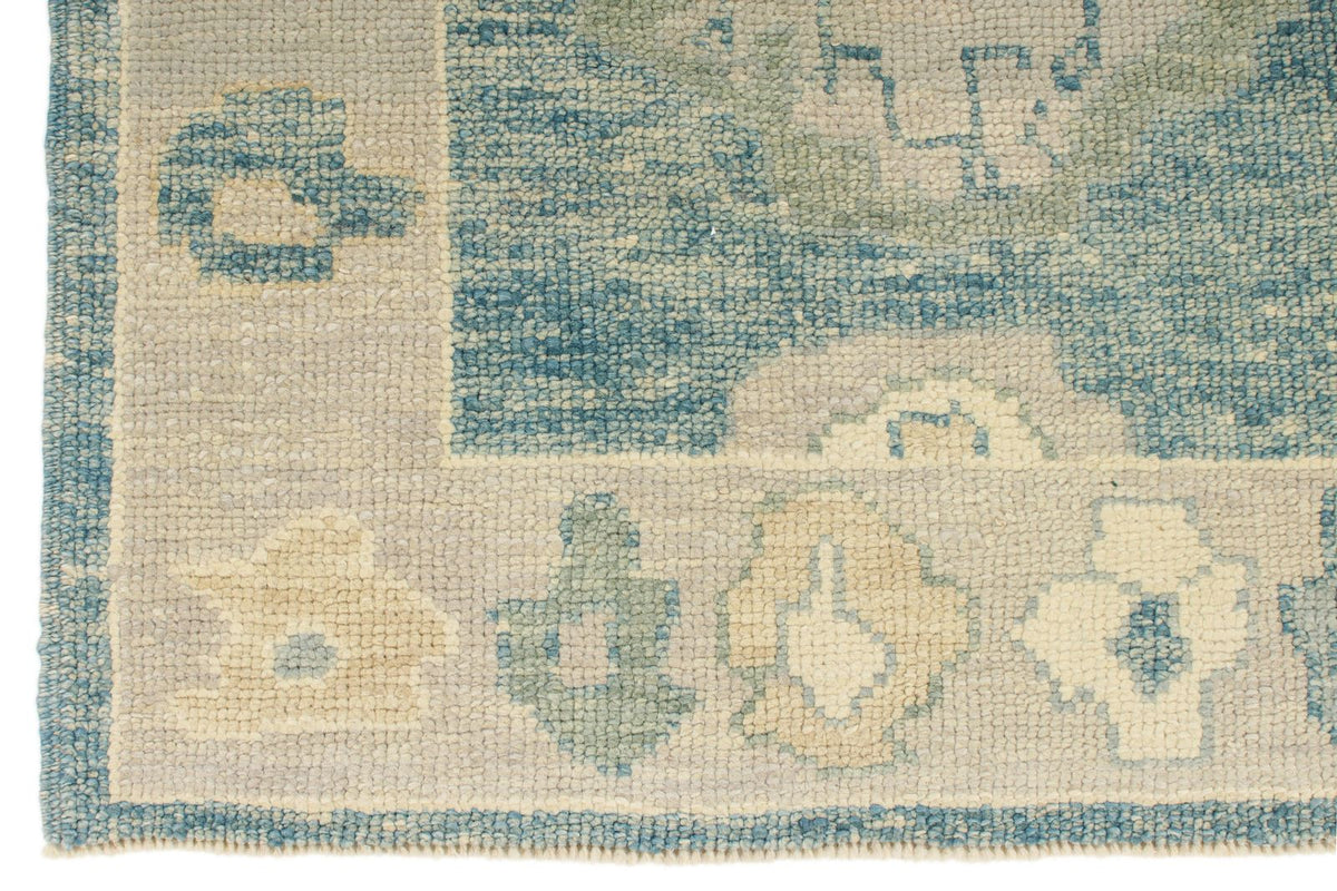 3x15 Blue and Ivory Turkish Oushak Runner