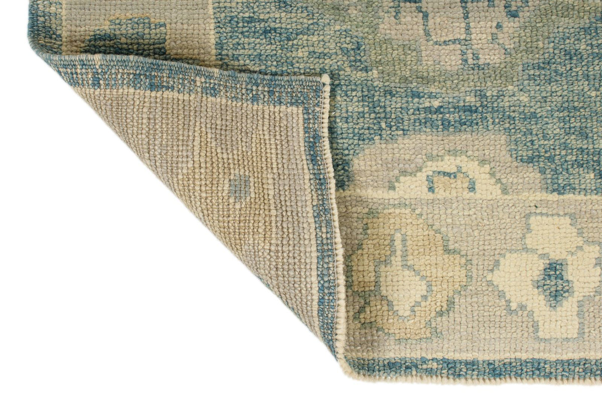 3x15 Blue and Ivory Turkish Oushak Runner