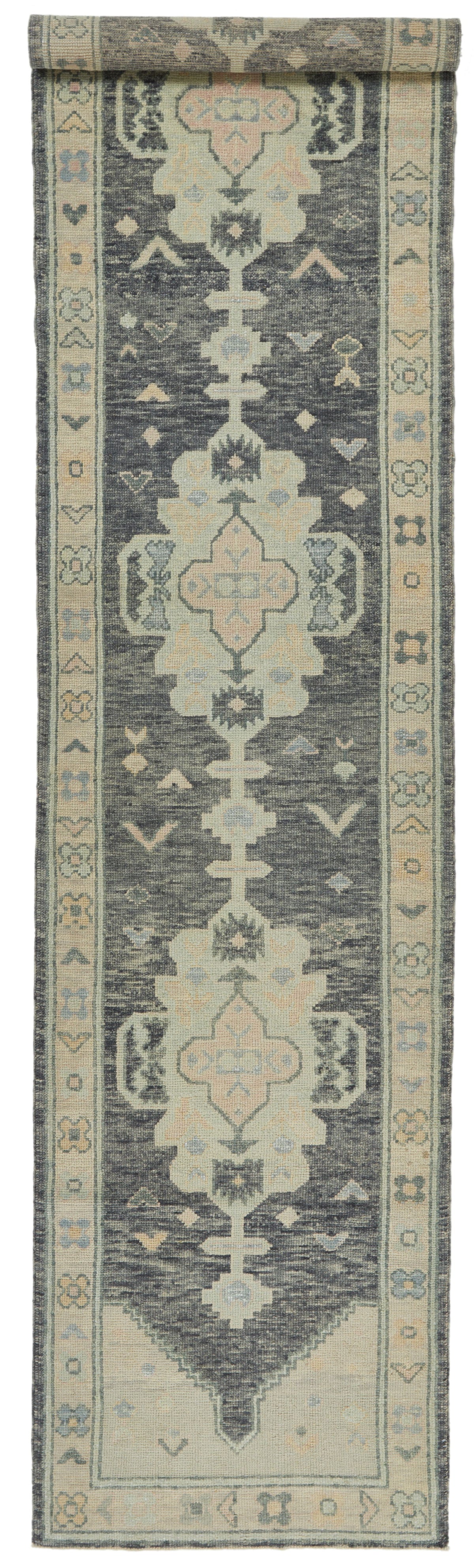 3x15 Gray and Beige Turkish Oushak Runner
