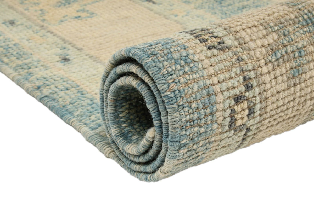 4x14 Blue and Beige Turkish Oushak Runner