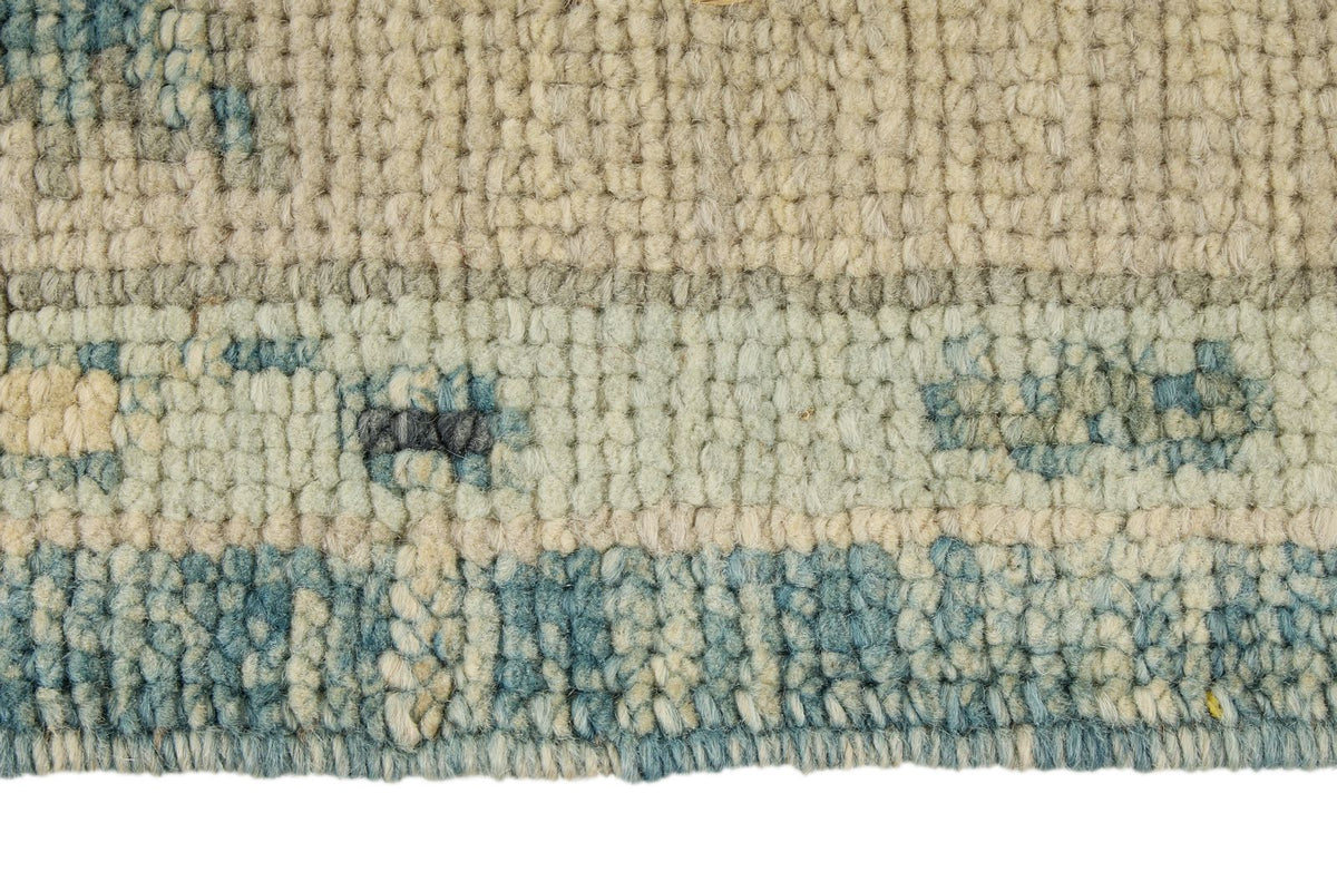 4x14 Blue and Beige Turkish Oushak Runner