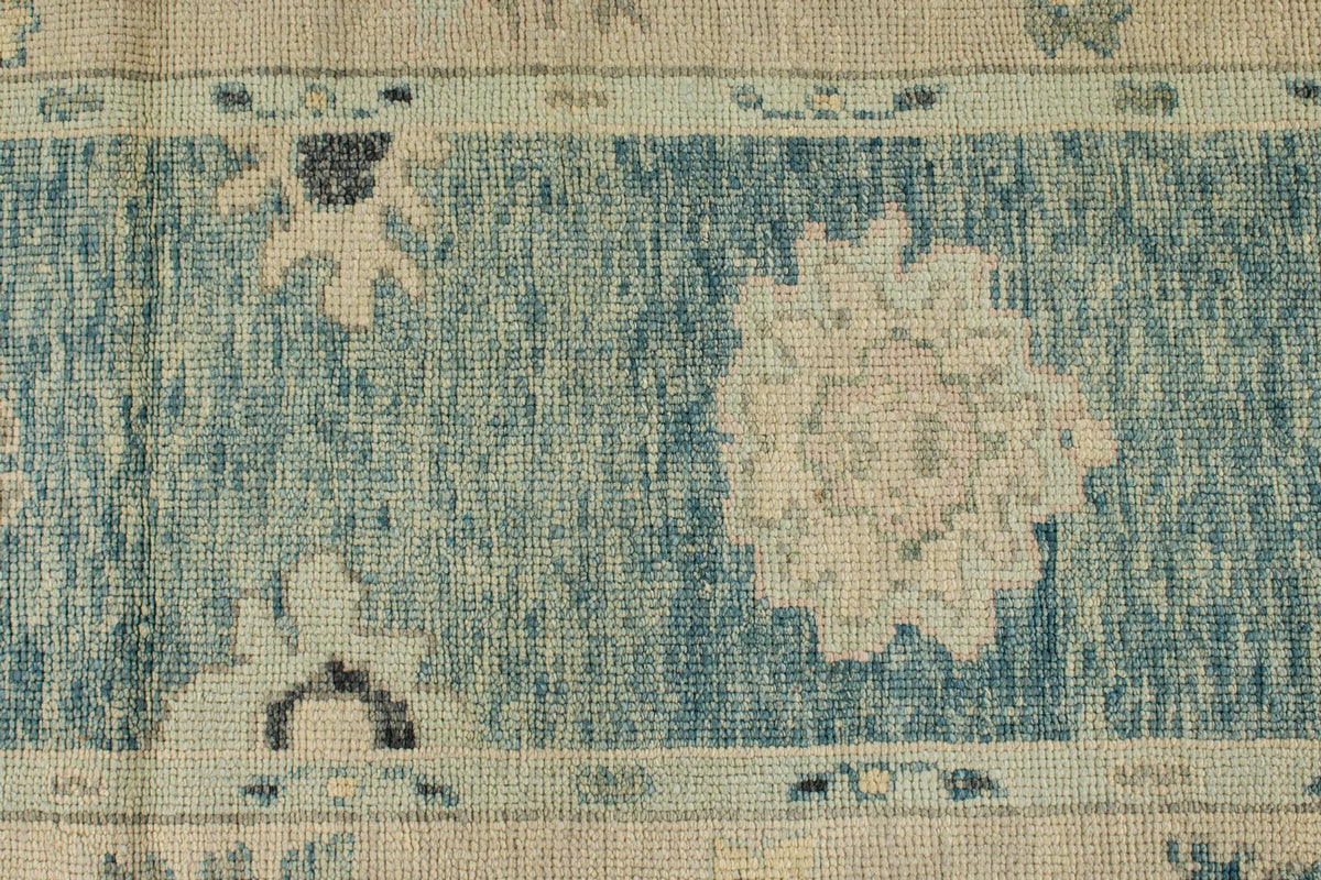 4x14 Blue and Beige Turkish Oushak Runner