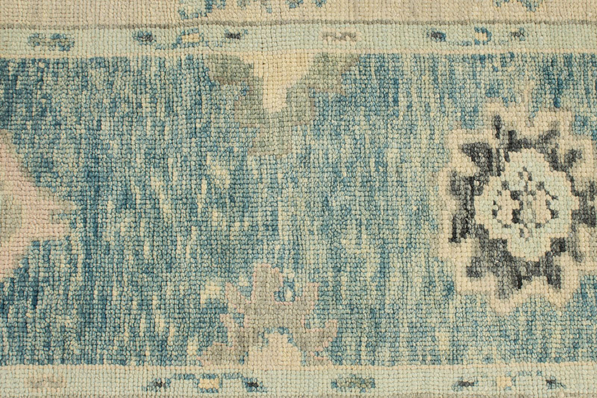 4x14 Blue and Beige Turkish Oushak Runner