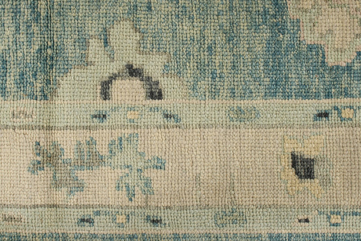 4x14 Blue and Beige Turkish Oushak Runner