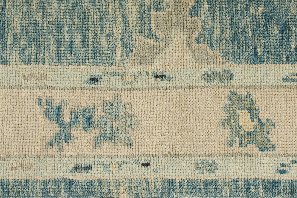 4x14 Blue and Beige Turkish Oushak Runner