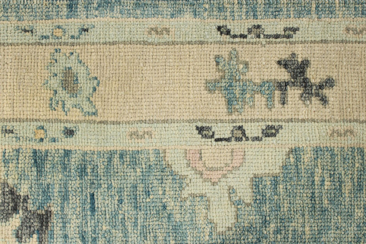 4x14 Blue and Beige Turkish Oushak Runner