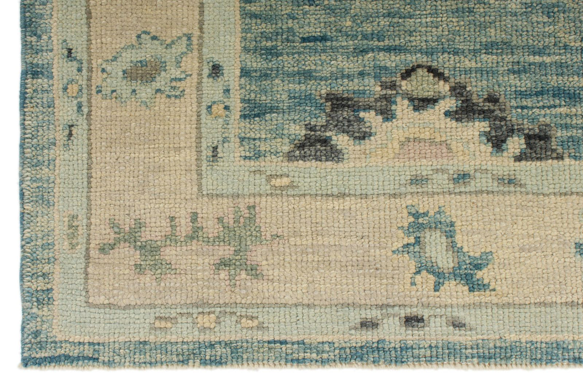 4x14 Blue and Beige Turkish Oushak Runner