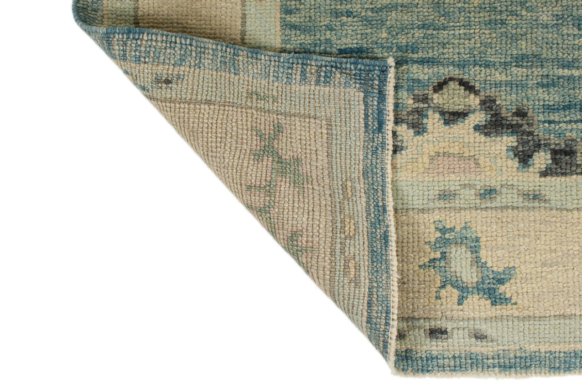 4x14 Blue and Beige Turkish Oushak Runner