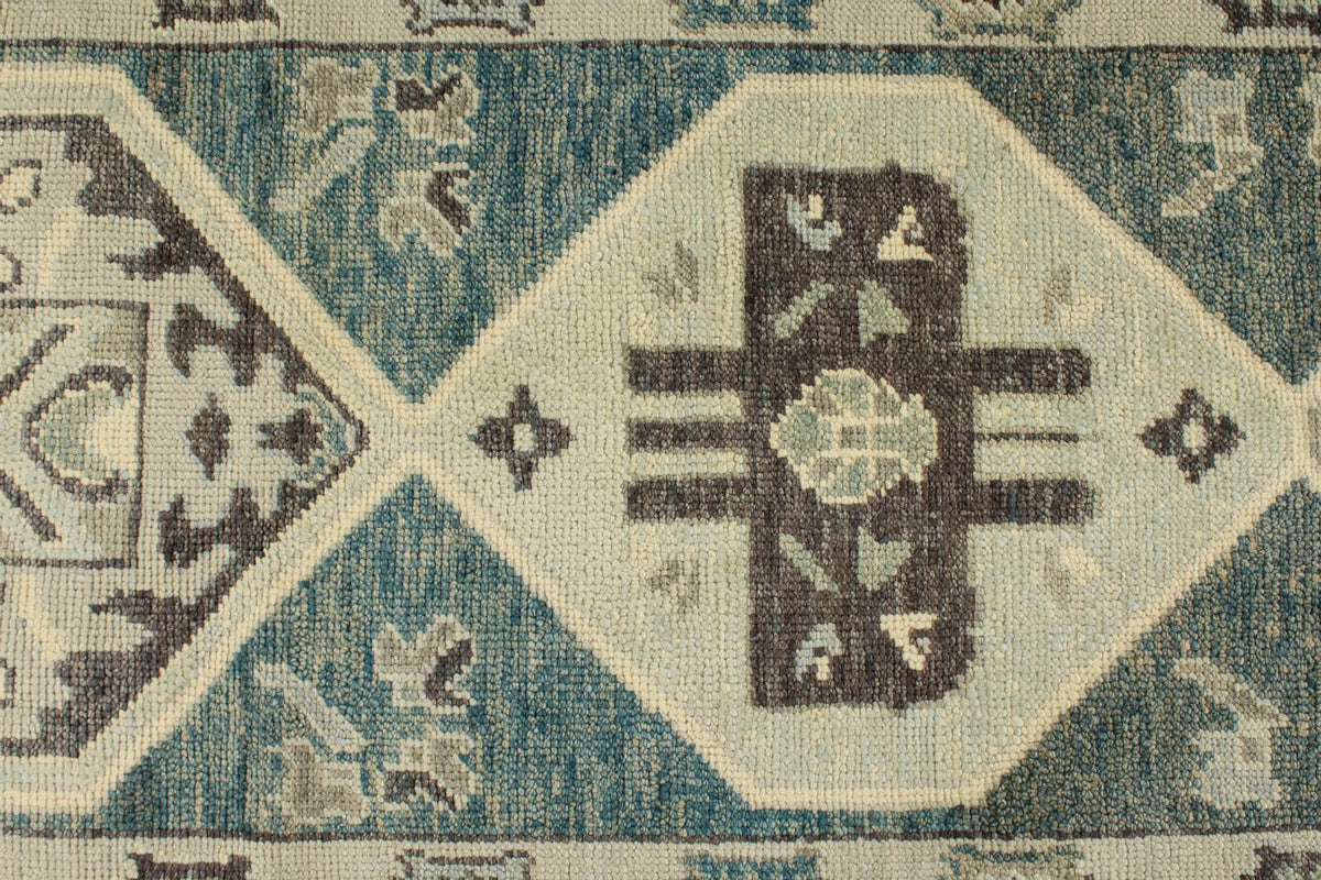 3x17 Navy and Beige Turkish Oushak Runner