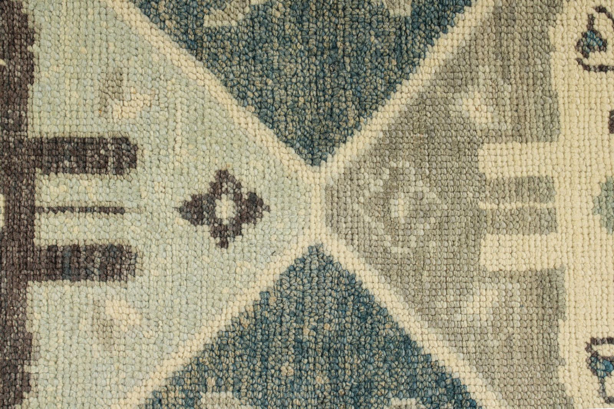 3x17 Navy and Beige Turkish Oushak Runner