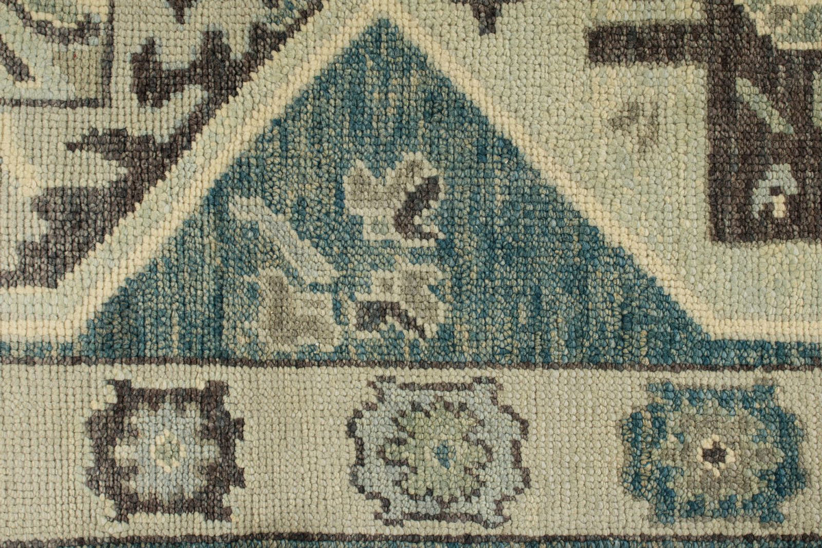 3x17 Navy and Beige Turkish Oushak Runner