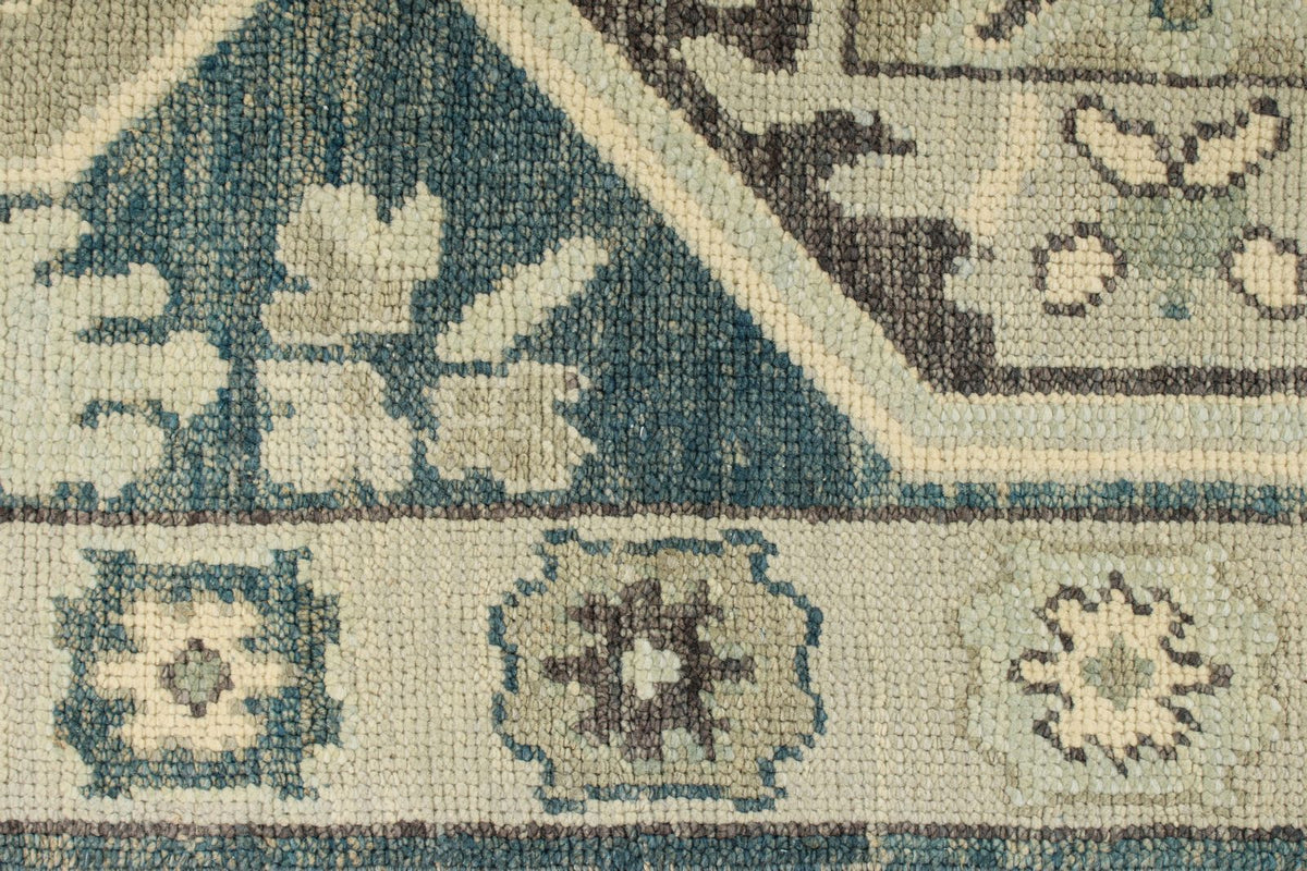 3x17 Navy and Beige Turkish Oushak Runner