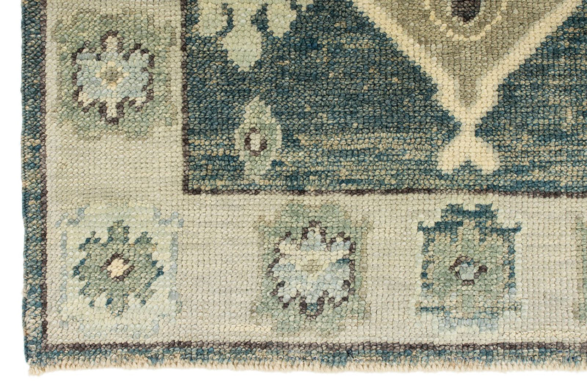 3x17 Navy and Beige Turkish Oushak Runner