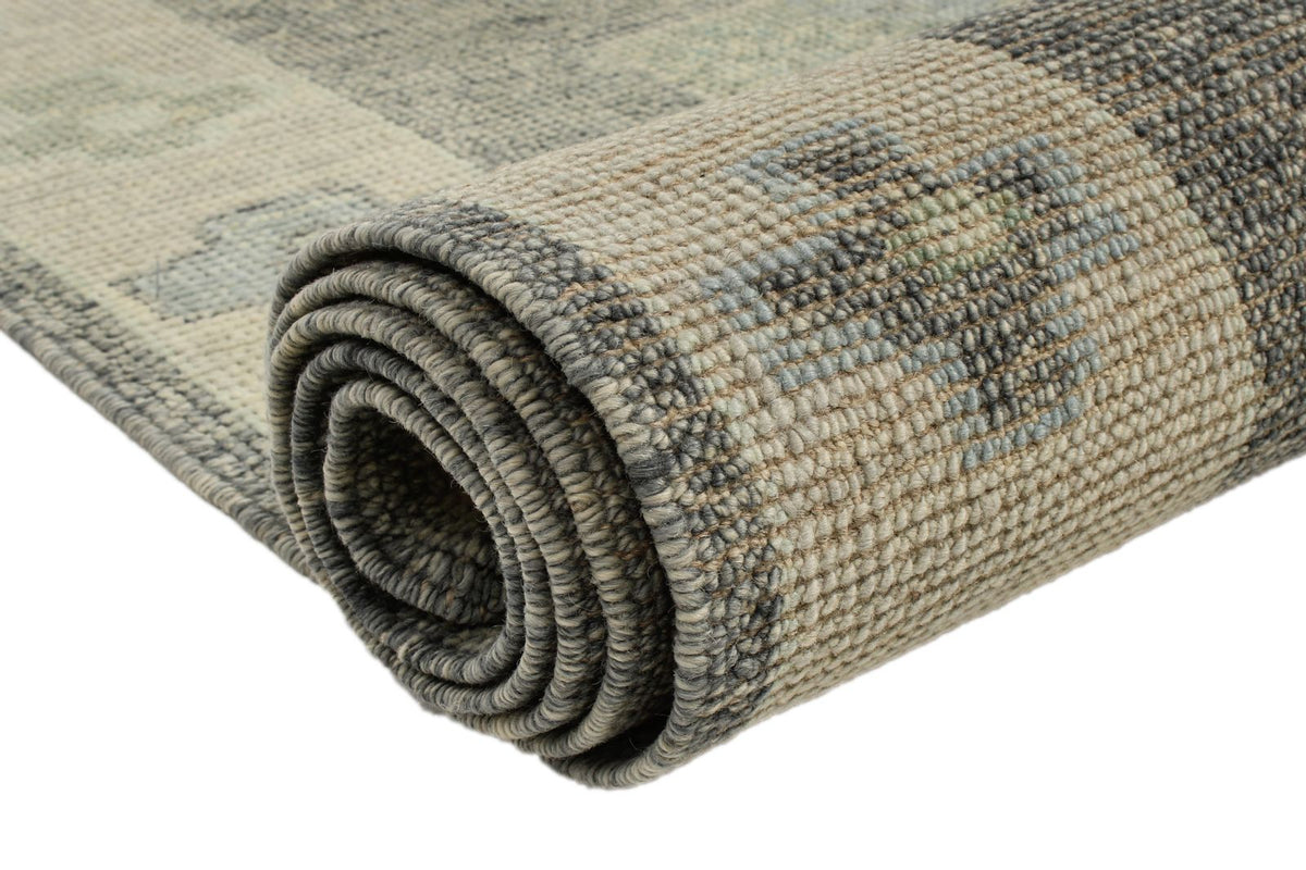 3x17 Gray and Beige Turkish Oushak Runner