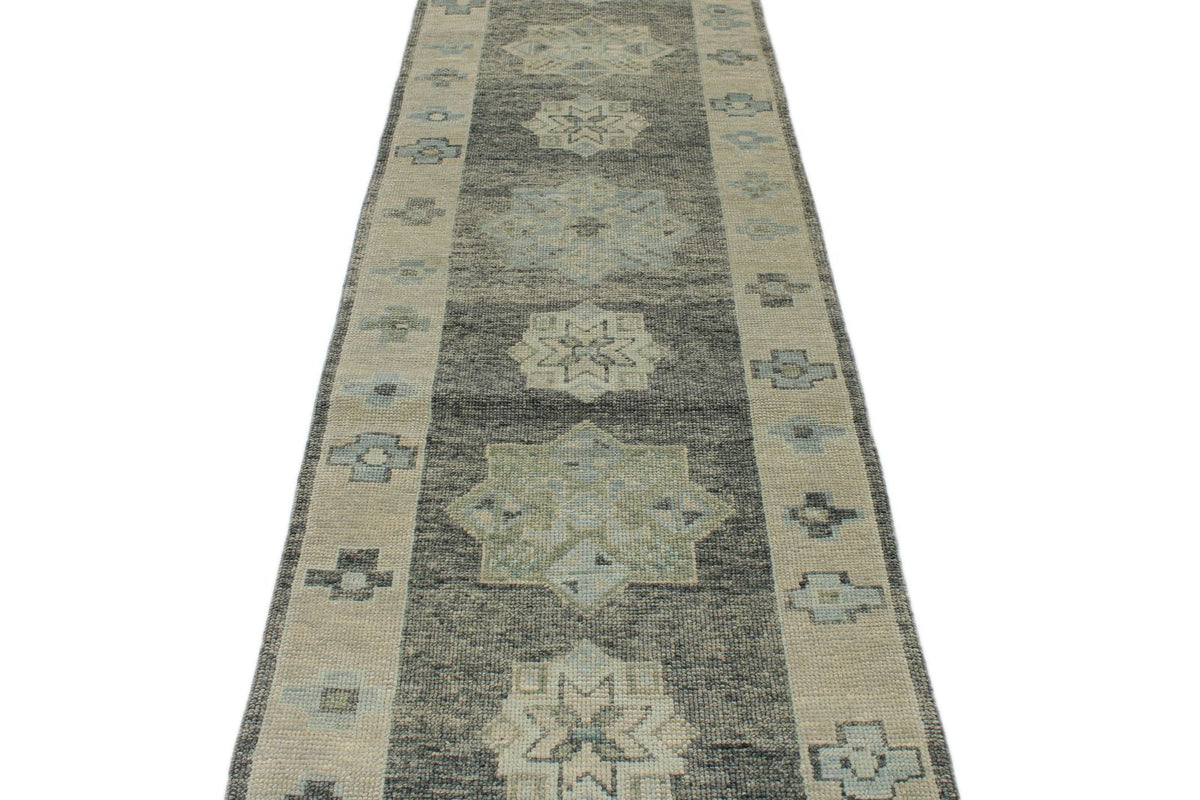 3x17 Gray and Beige Turkish Oushak Runner