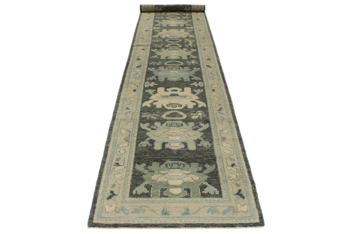 3x14 Gray and Ivory Turkish Oushak Runner