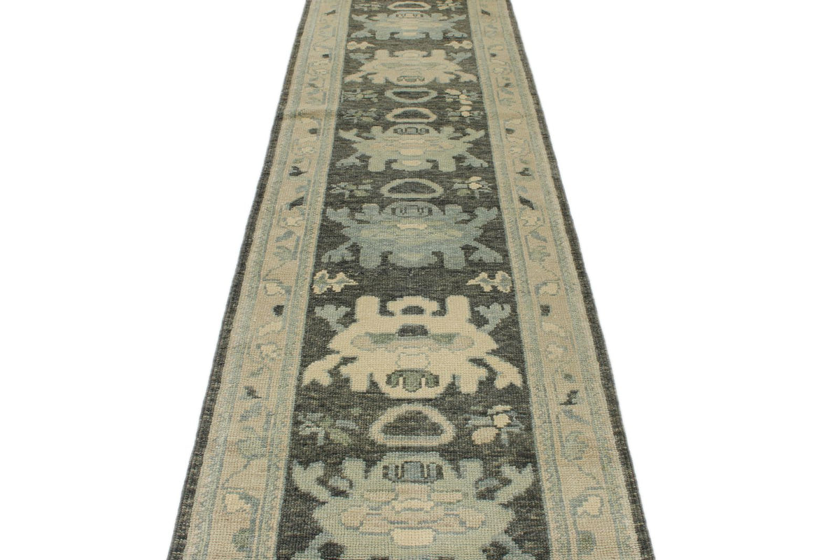 3x14 Gray and Ivory Turkish Oushak Runner