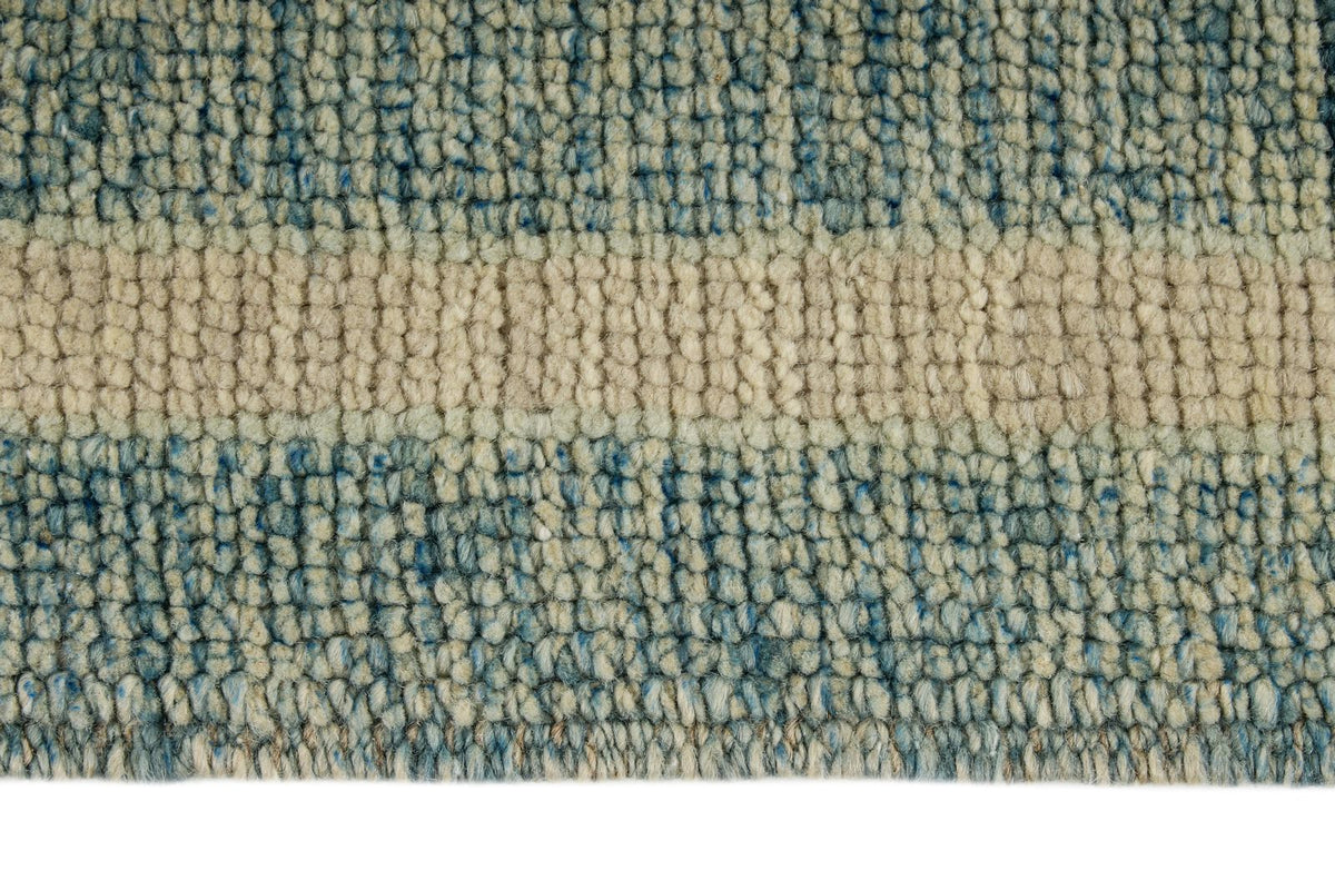 3x17 Blue and Beige Turkish Oushak Runner