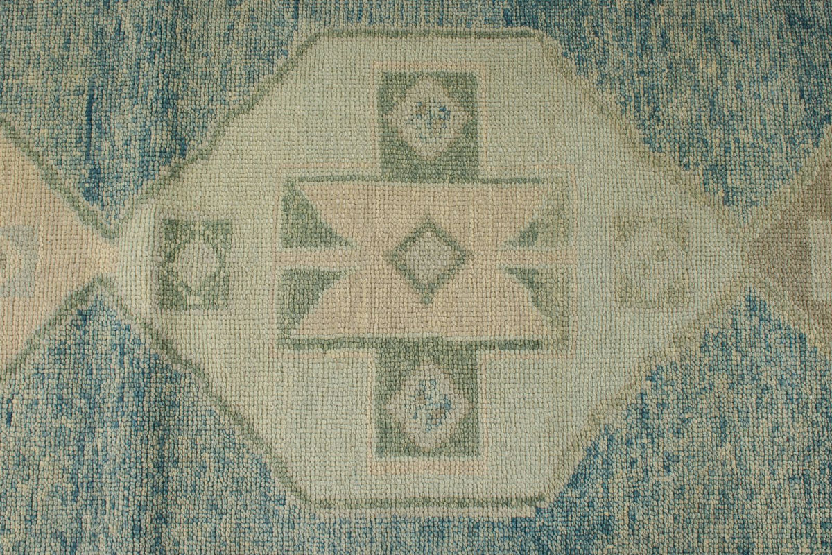 3x17 Blue and Beige Turkish Oushak Runner