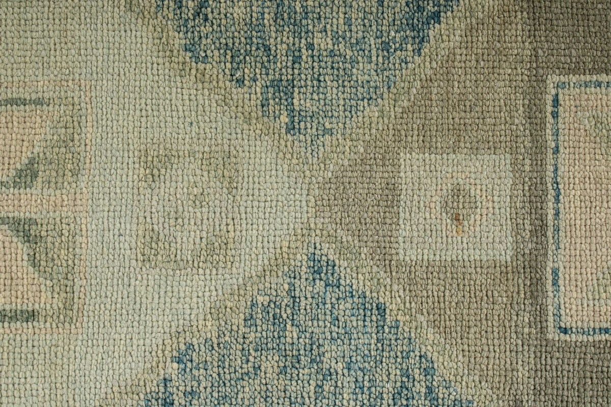 3x17 Blue and Beige Turkish Oushak Runner