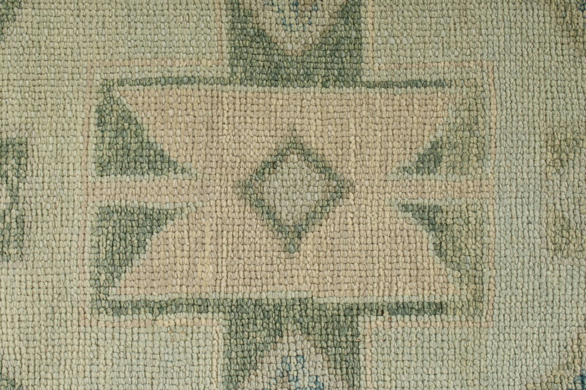 3x17 Blue and Beige Turkish Oushak Runner