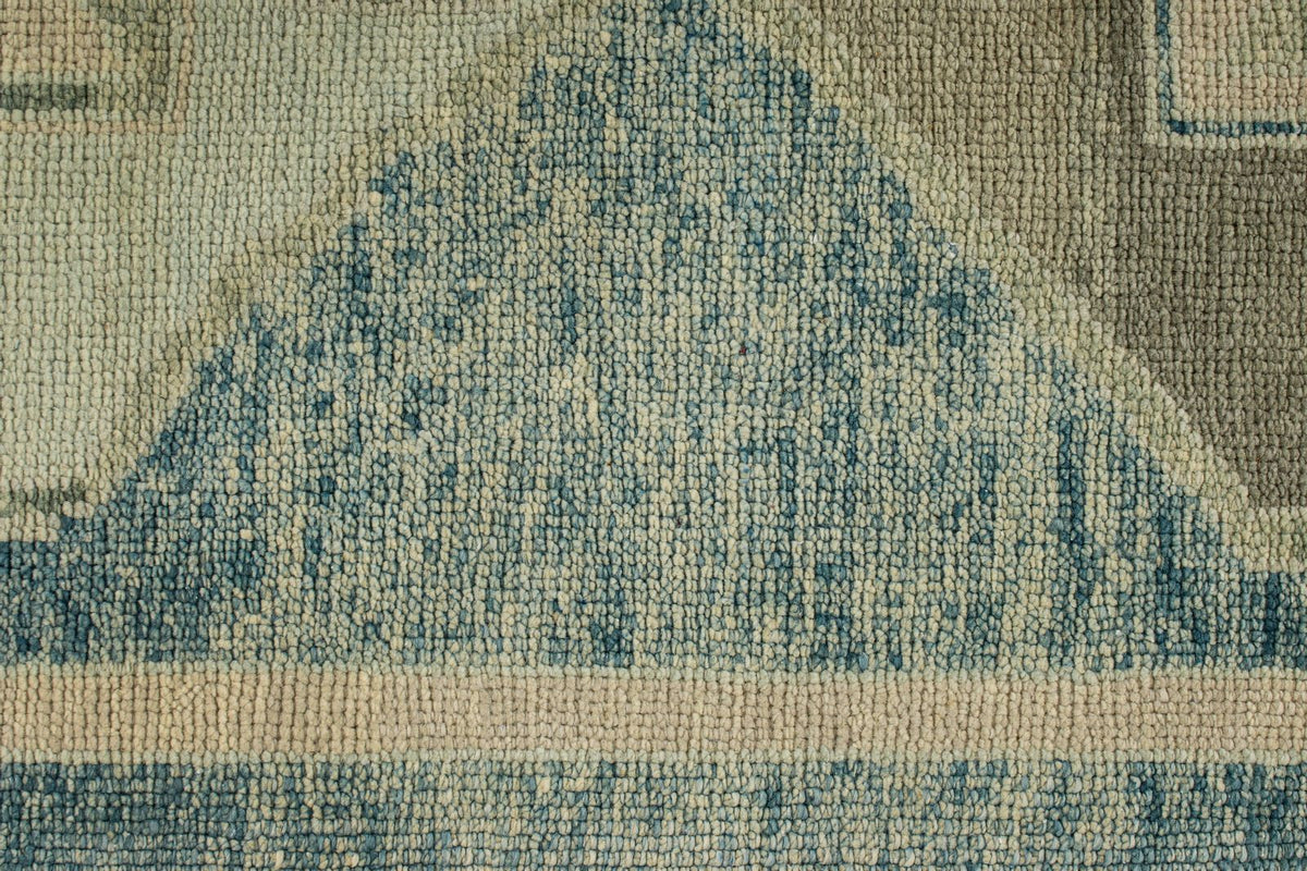 3x17 Blue and Beige Turkish Oushak Runner