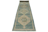 3x17 Blue and Beige Turkish Oushak Runner