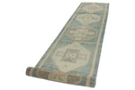 3x17 Blue and Beige Turkish Oushak Runner