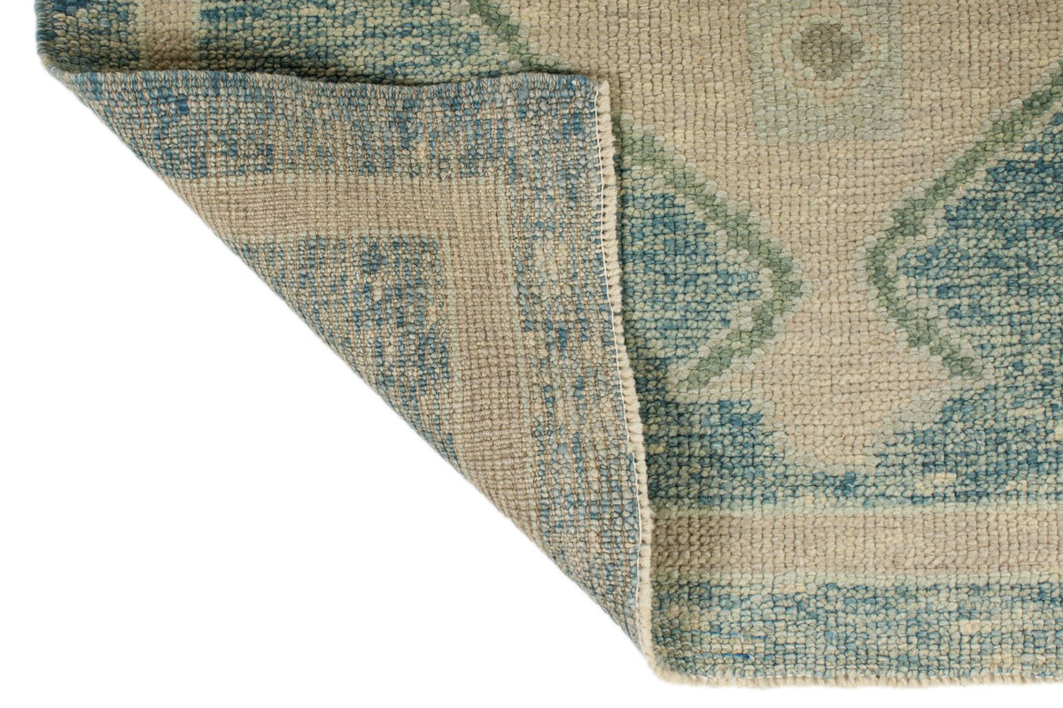 3x17 Blue and Beige Turkish Oushak Runner