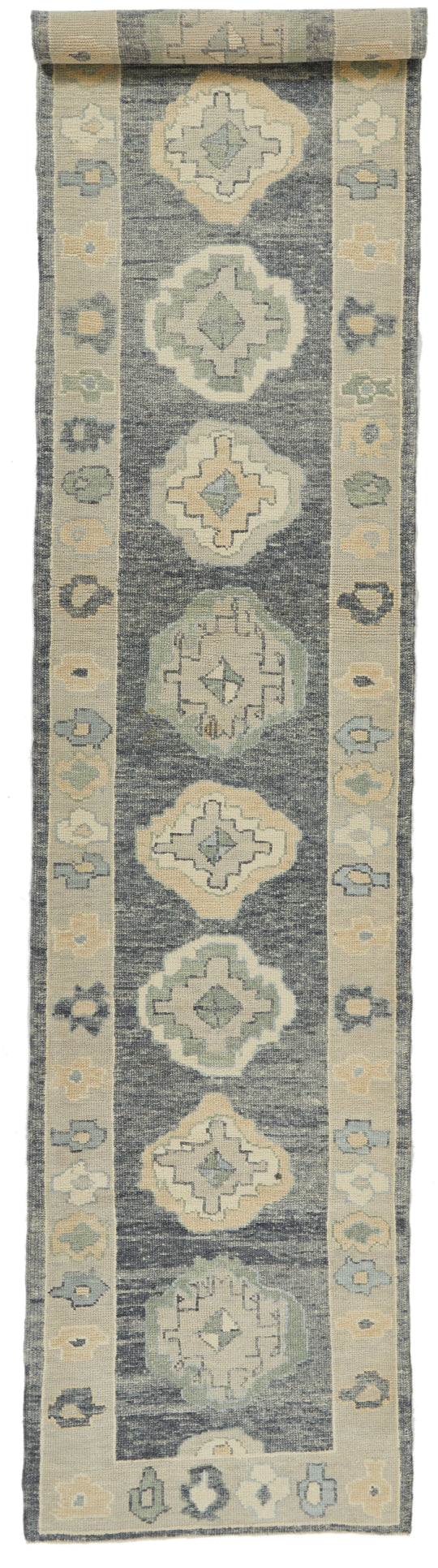 3x15 Gray and Beige Turkish Oushak Runner