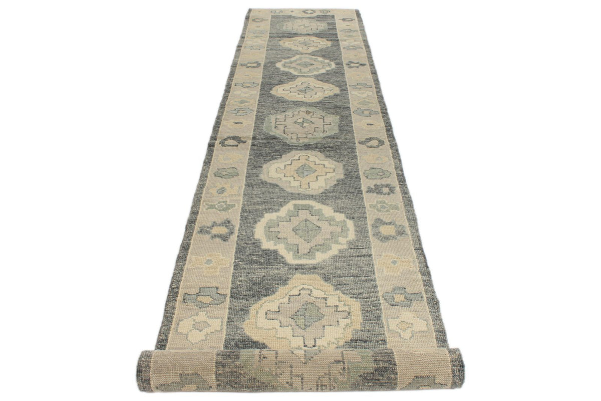 3x15 Gray and Beige Turkish Oushak Runner