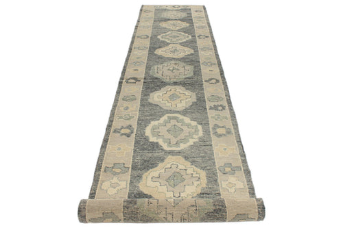 3x15 Gray and Beige Turkish Oushak Runner