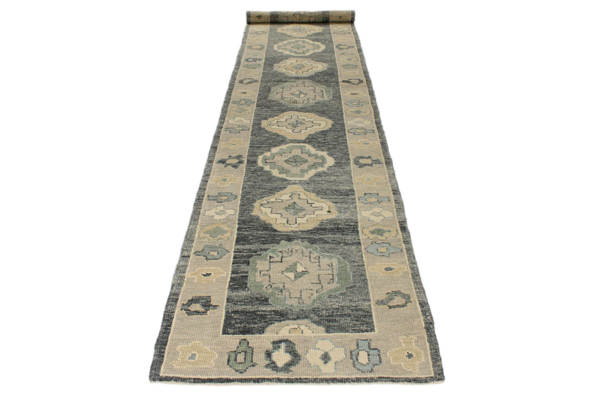 3x15 Gray and Beige Turkish Oushak Runner